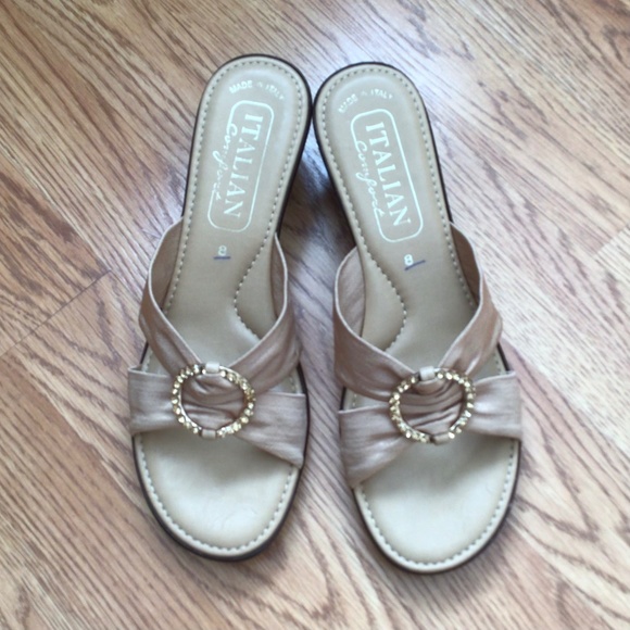 Italian sandals NWOT, elegant slide on wedges - Picture 1 of 11